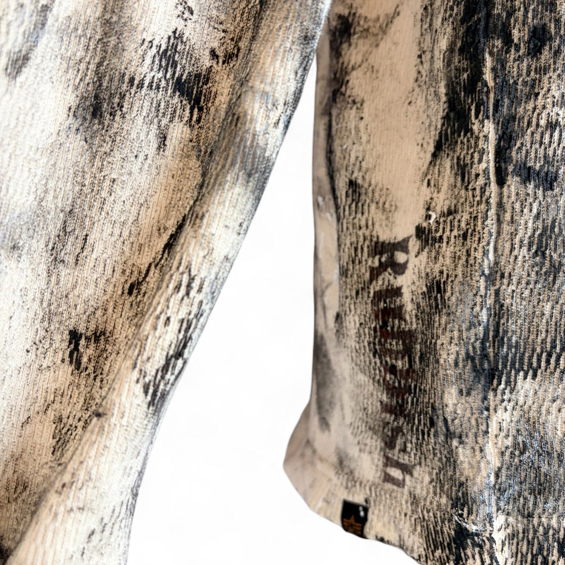 Distressed-Finish Waffle-Knit Long-Sleeve Tee