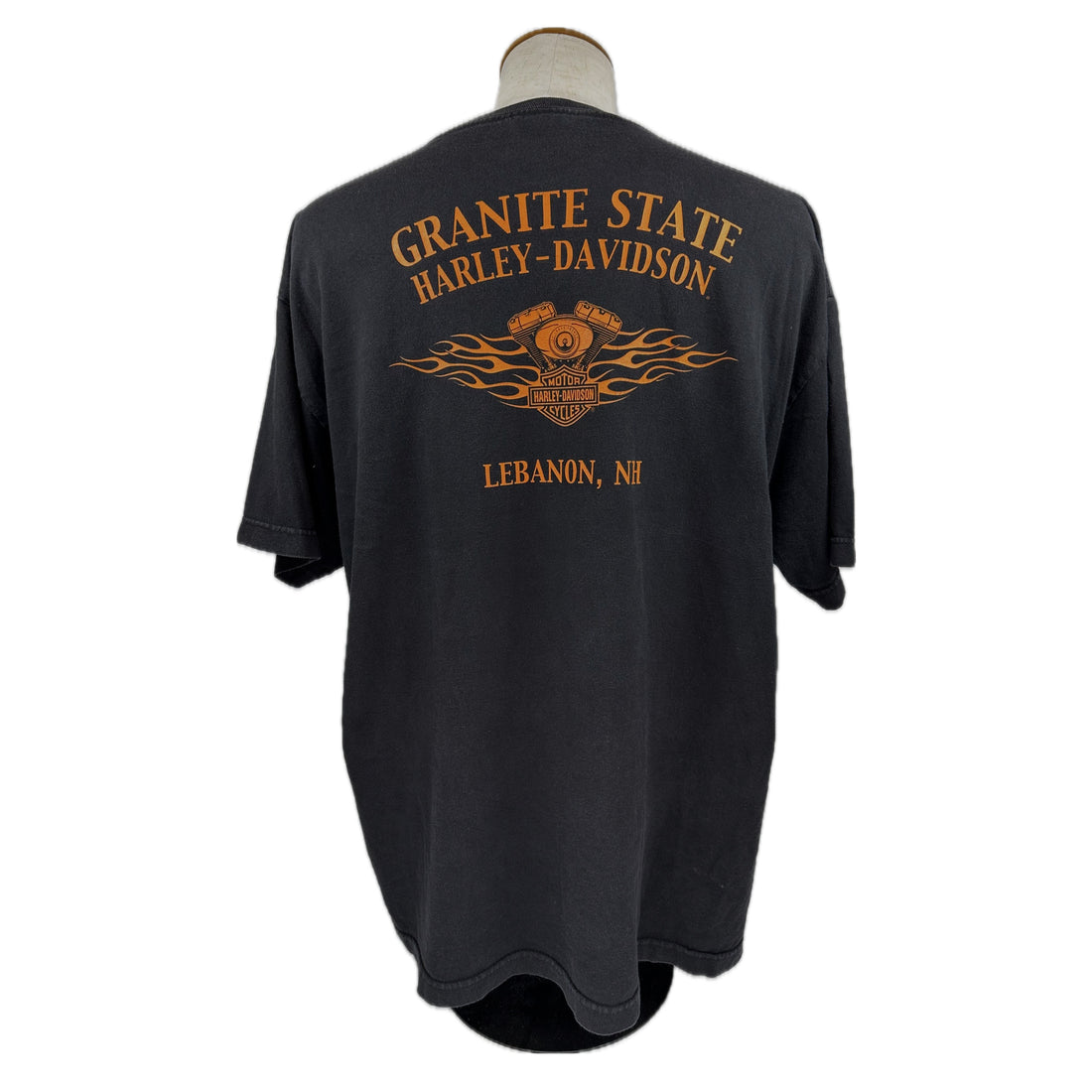 GRANITE STATE HARLEY-DAVIDSON LEBANON NH SPIDER SKULL XL 背面 GRANITE STATE プリント