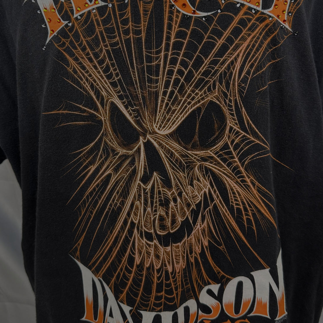 GRANITE STATE HARLEY-DAVIDSON LEBANON NH SPIDER SKULL XL 正面プリント アップ