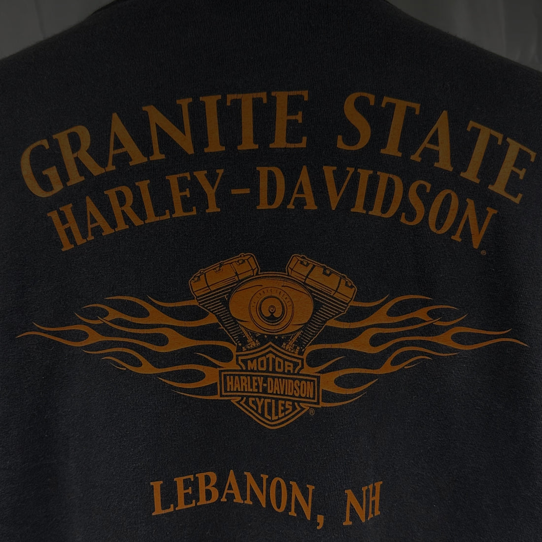 GRANITE STATE HARLEY-DAVIDSON LEBANON NH SPIDER SKULL XL 背面プリント アップ