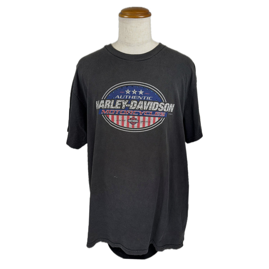HARLEY-DAVIDSON AUTHENTIC MOTORCYCLES STARS AND STRIPES XL 正面 星条旗の楕円ロゴ
