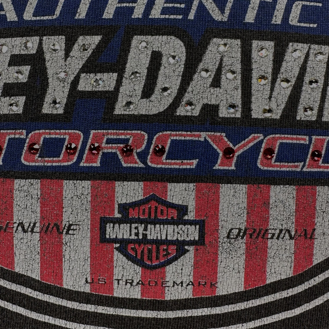 HARLEY-DAVIDSON AUTHENTIC MOTORCYCLES STARS AND STRIPES XL ラインストーン ディテール