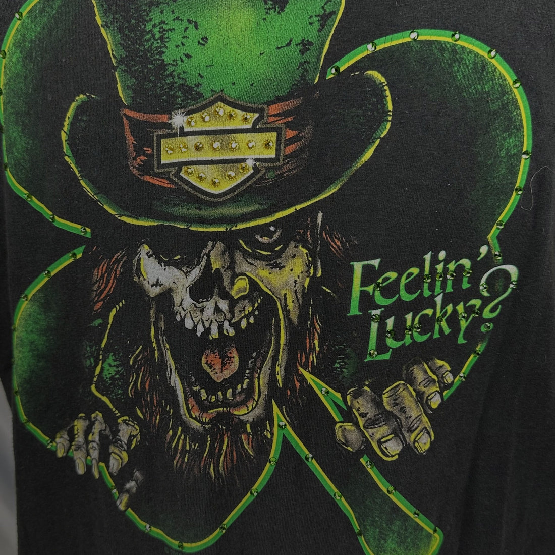HARLEY-DAVIDSON FEELIN LUCKY RIDING HIGH XL 胸元プリント アップ