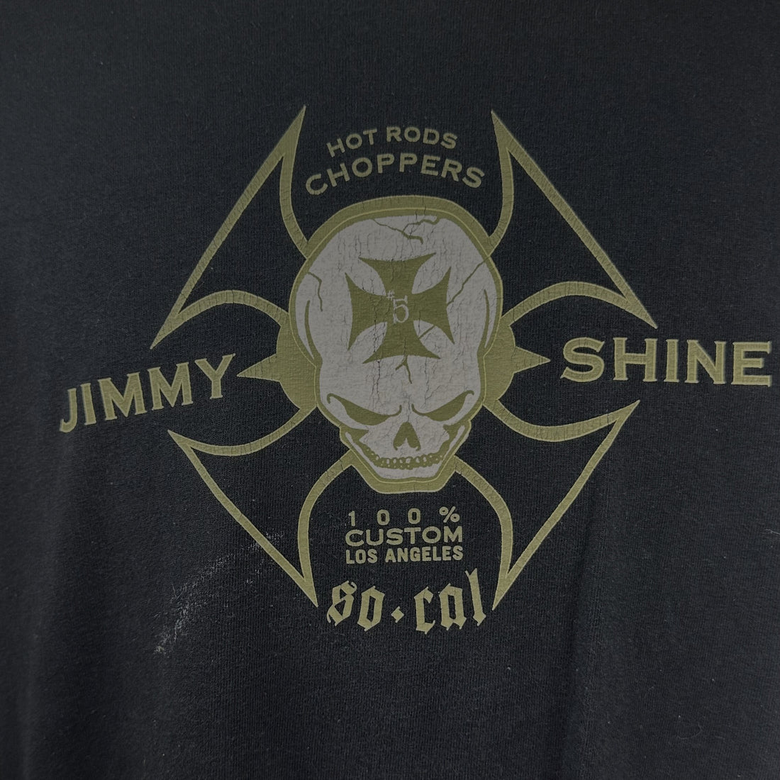 JIMMY SHINE HOT RODS CHOPPERS SO-CAL SKULL 2XL 正面ロゴ アップ