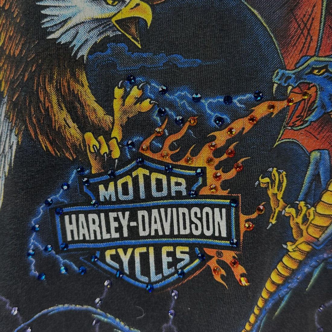JIMS HARLEY-DAVIDSON ST PETE BEACH EAGLE DRAGON 3XL ラインストーン ディテール