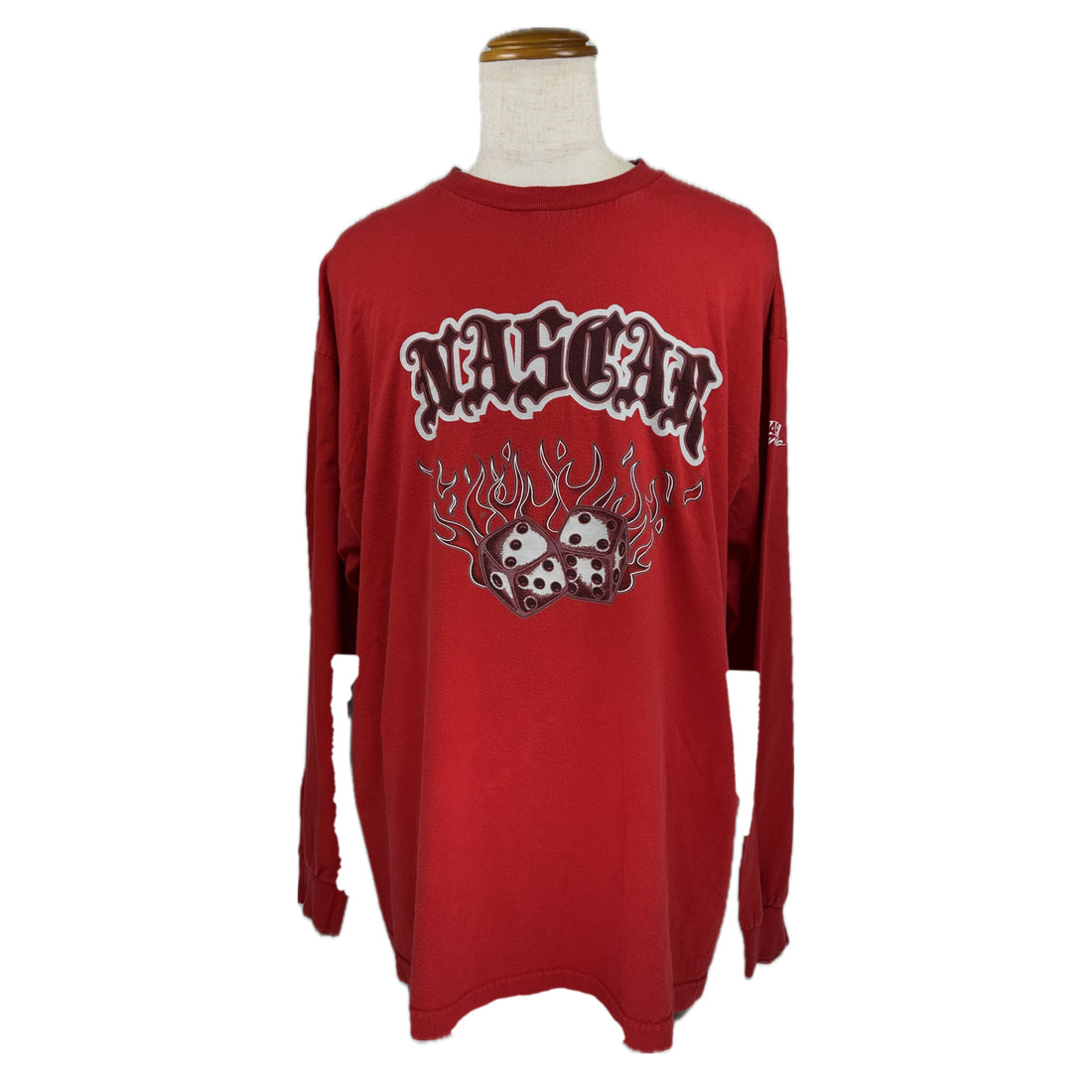NASCAR FLAME DICE GOTHIC LOGO LS 2XL 正面 NASCAR 炎ダイスプリント