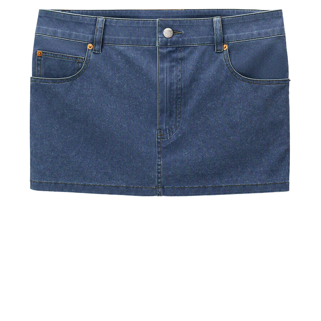 Miniskirt in denim trompe-l'oeil