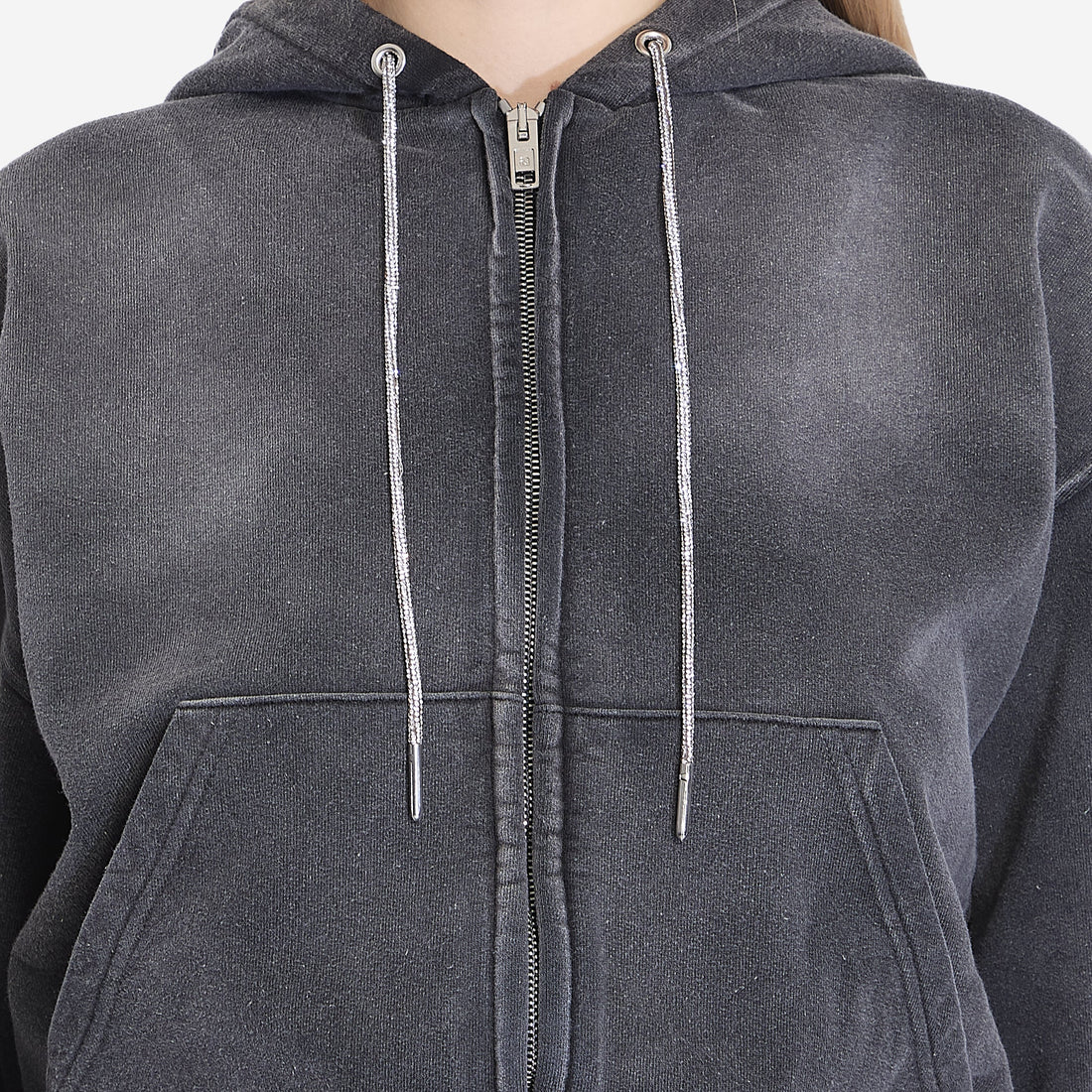 Cropped hoodie with crystals