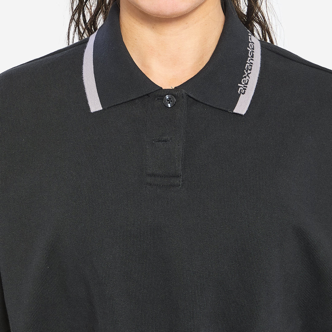 Cropped cotton polo shirt