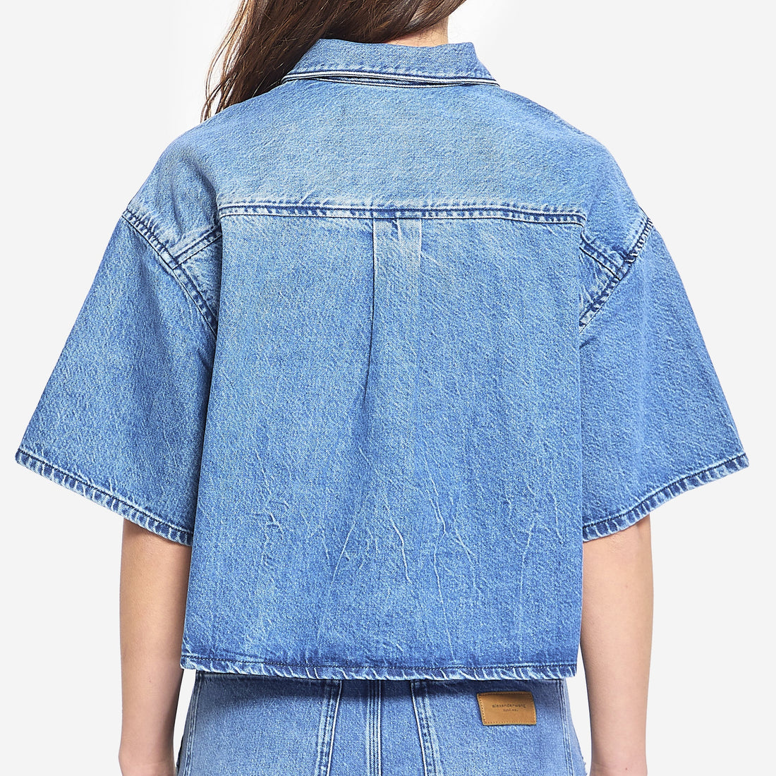 Cropped denim shirt