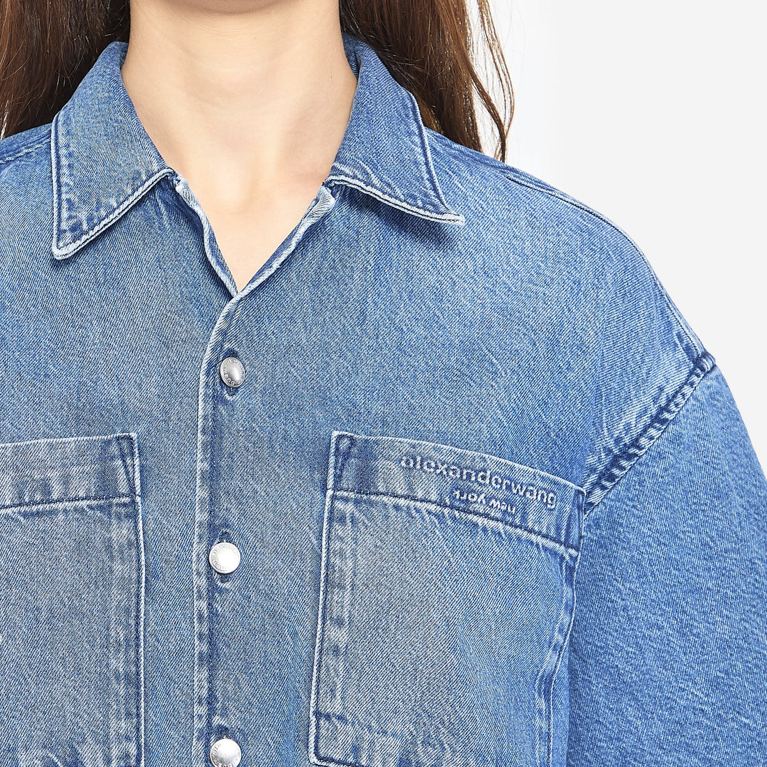 Cropped denim shirt