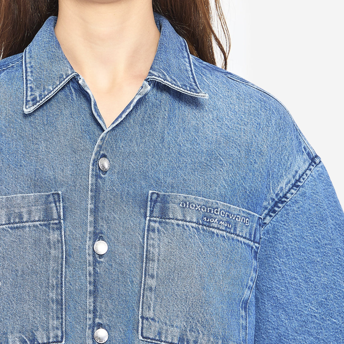 Cropped denim shirt