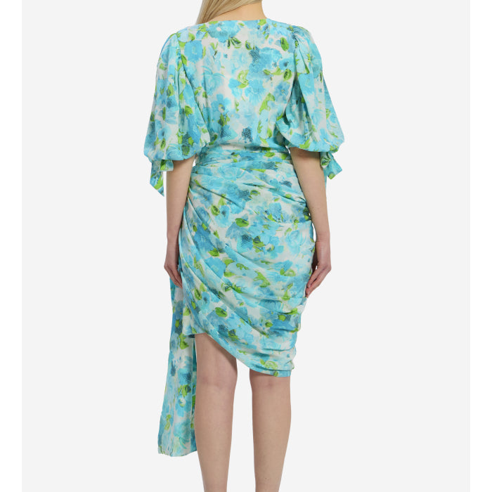 Printed silk midi dress