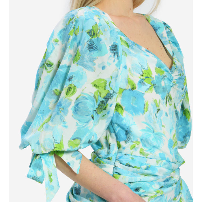 Printed silk midi dress