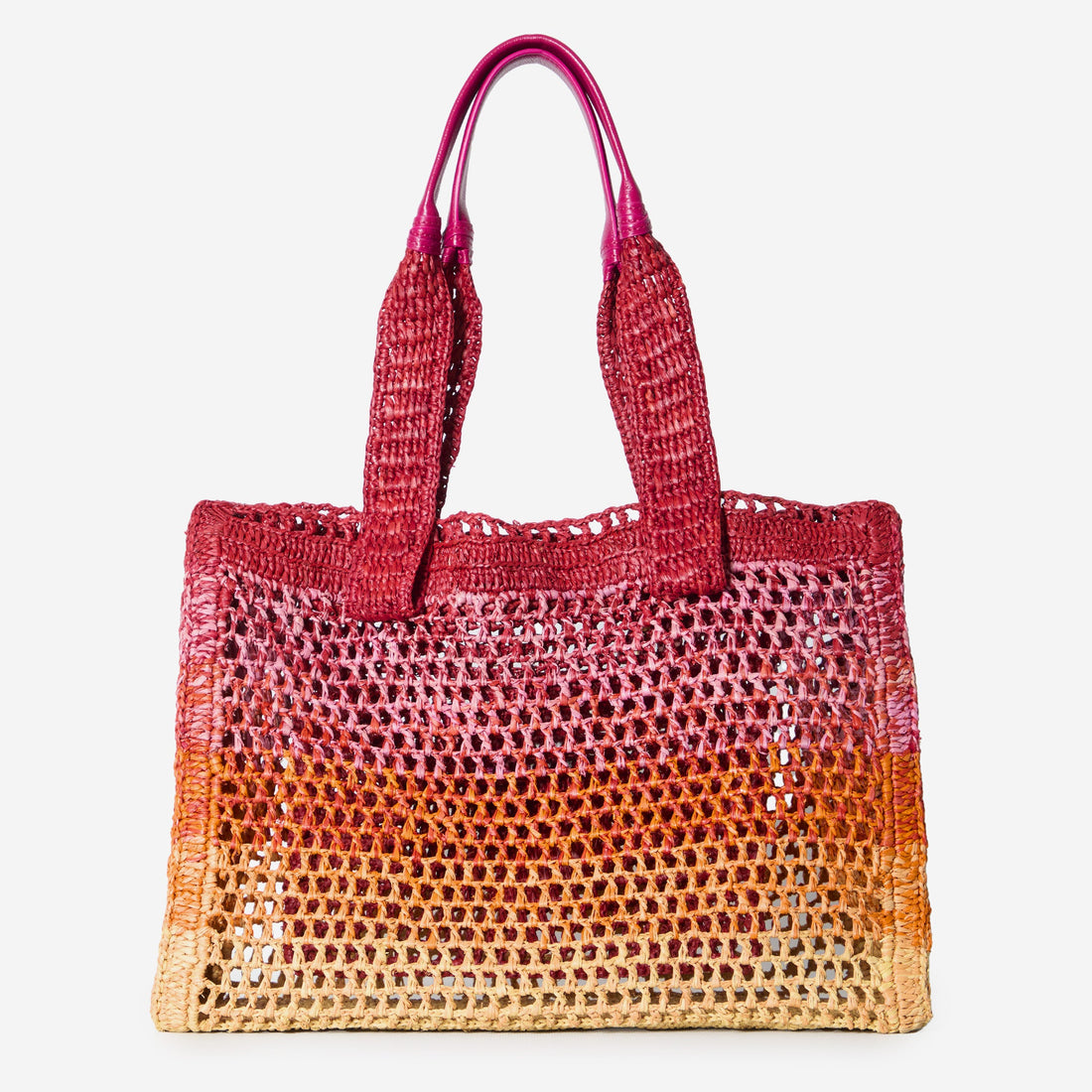 East-West Summer Banana raffia tote bag