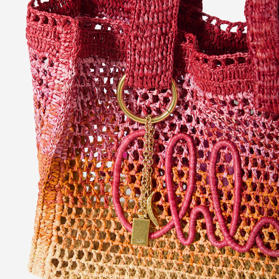 East-West Summer Banana raffia tote bag