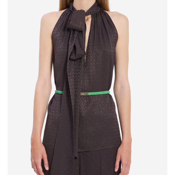 Silk jacquard top with Horsebit