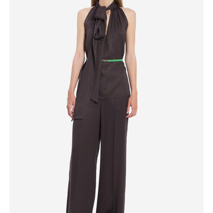 Silk jacquard top with Horsebit