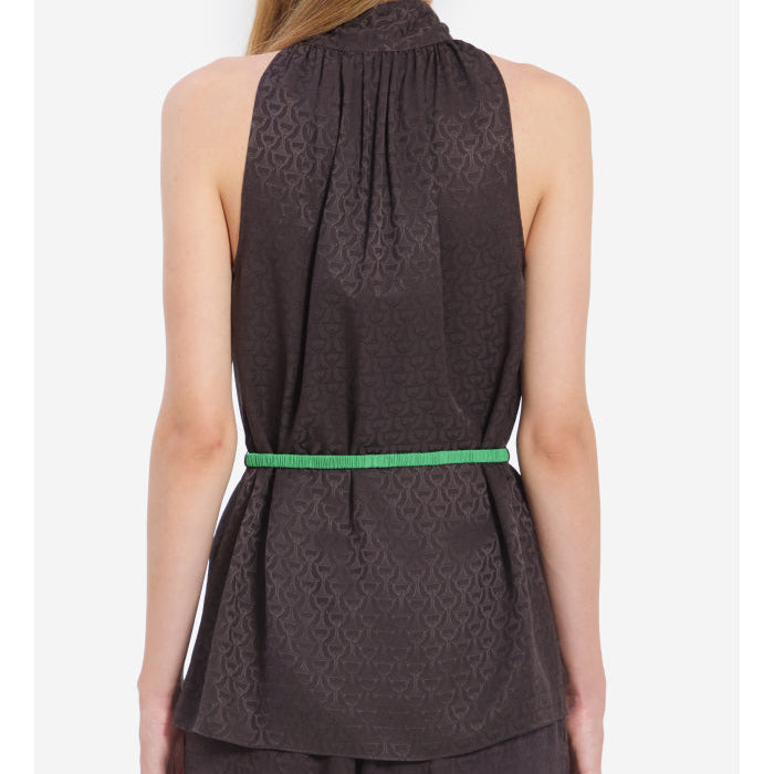 Silk jacquard top with Horsebit