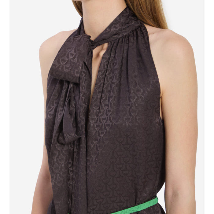 Silk jacquard top with Horsebit
