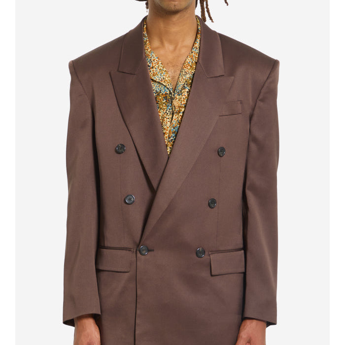Double-breasted silk satin jacket