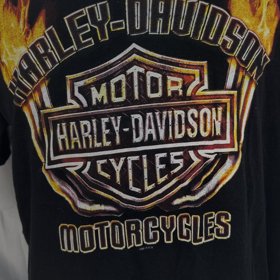 REPUBLIC HARLEY-DAVIDSON STAFFORD TEXAS FLAME L 正面プリント アップ