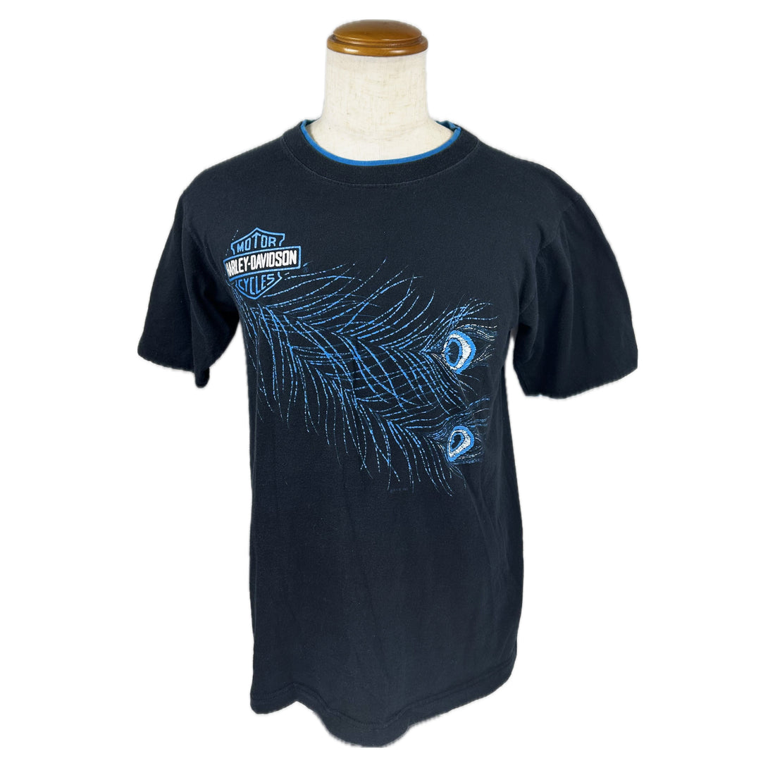 SPITZIES HARLEY-DAVIDSON ALBANY NY PEACOCK FEATHER M 正面 孔雀の羽 プリント