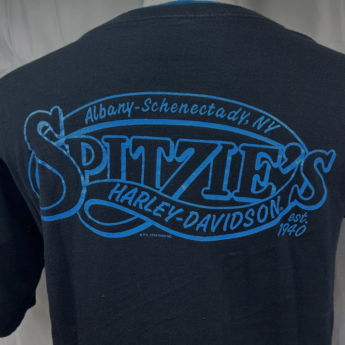 SPITZIES HARLEY-DAVIDSON ALBANY NY PEACOCK FEATHER M 背面プリント アップ