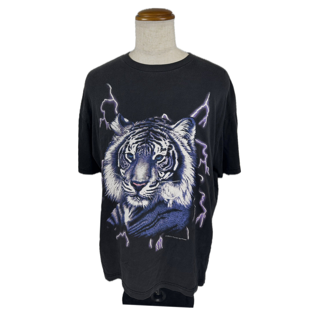 THUNDER SPORTSWEAR WHITE TIGER LIGHTNING L 正面 ホワイトタイガー プリント