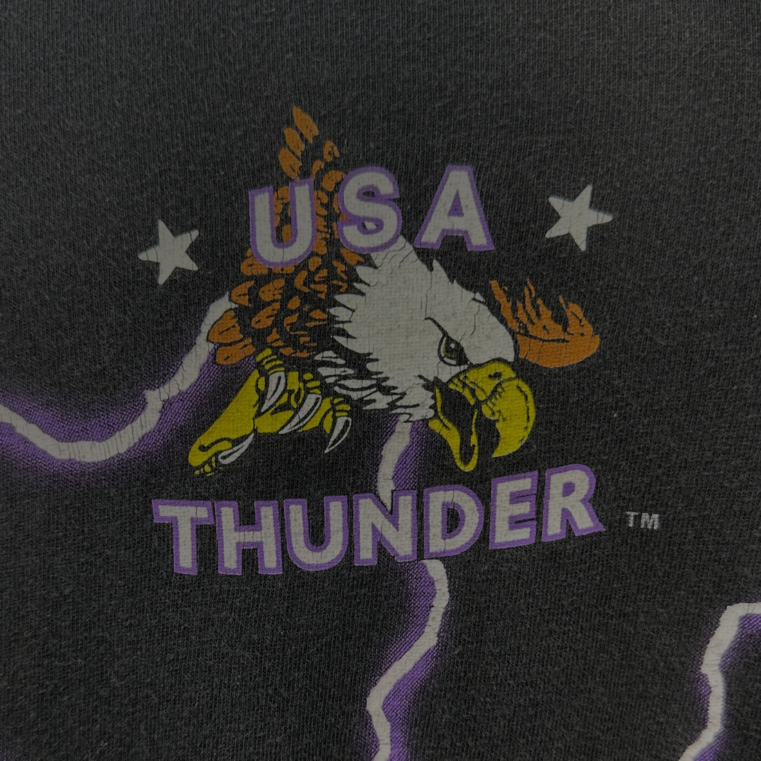 THUNDER SPORTSWEAR WHITE TIGER LIGHTNING L 背面 USA THUNDER ロゴ