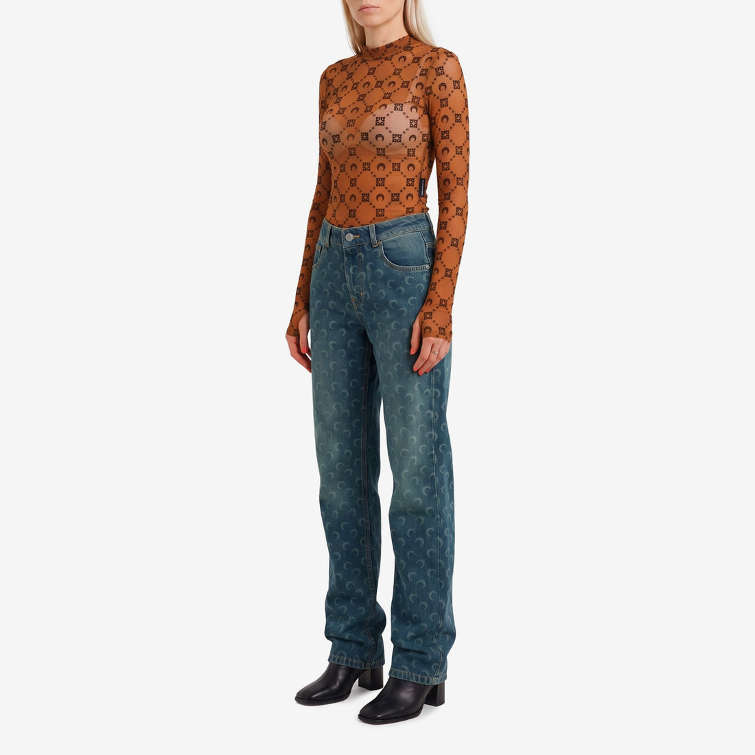 Monogram mesh flock second skin top