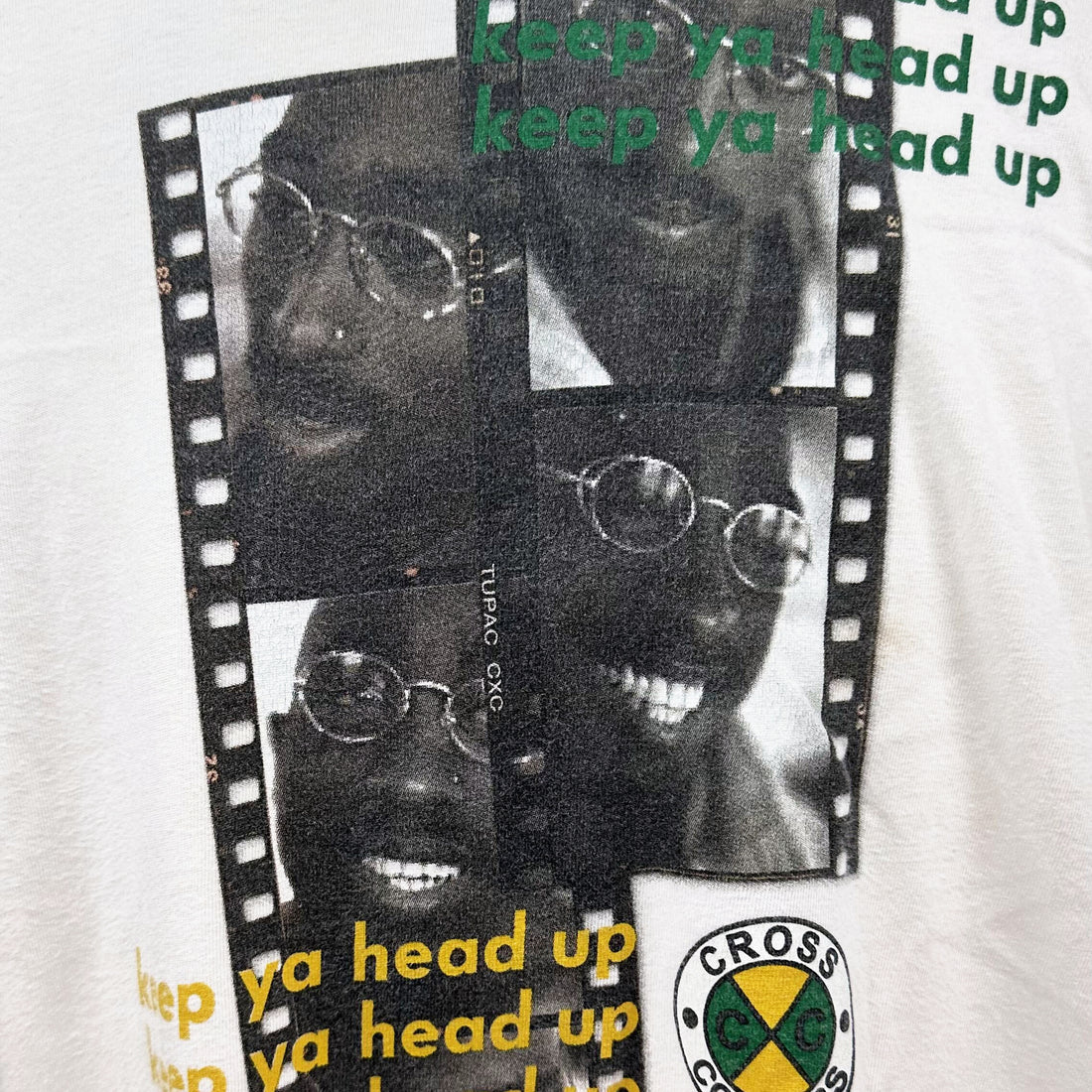 TUPAC SHAKUR CROSS COLOURS KEEP YA HEAD UP XL 正面プリント アップ