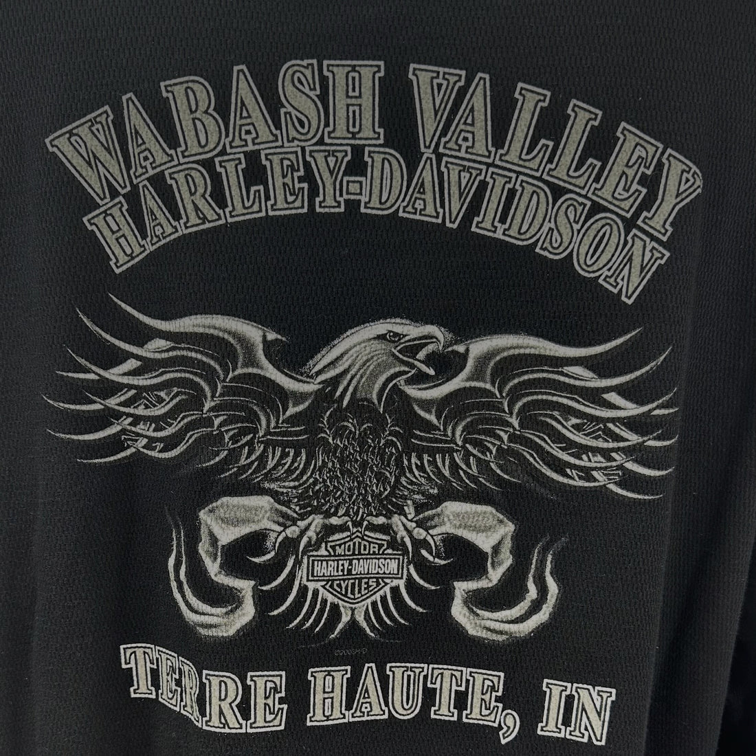 WABASH VALLEY HARLEY-DAVIDSON TERRE HAUTE IN WILLIE G SKULL LS XL 背面プリント アップ