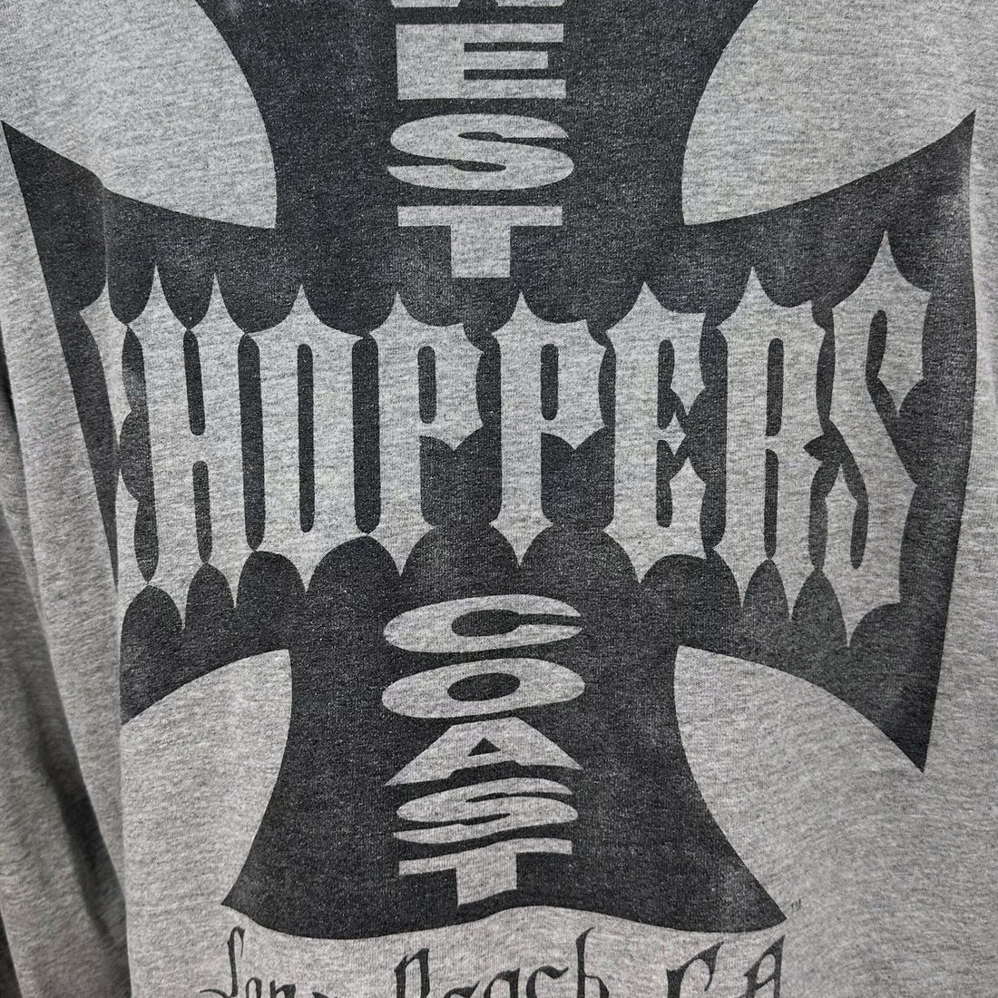 WEST COAST CHOPPERS IRON CROSS LONG BEACH CA LS L 背面ロゴ アップ