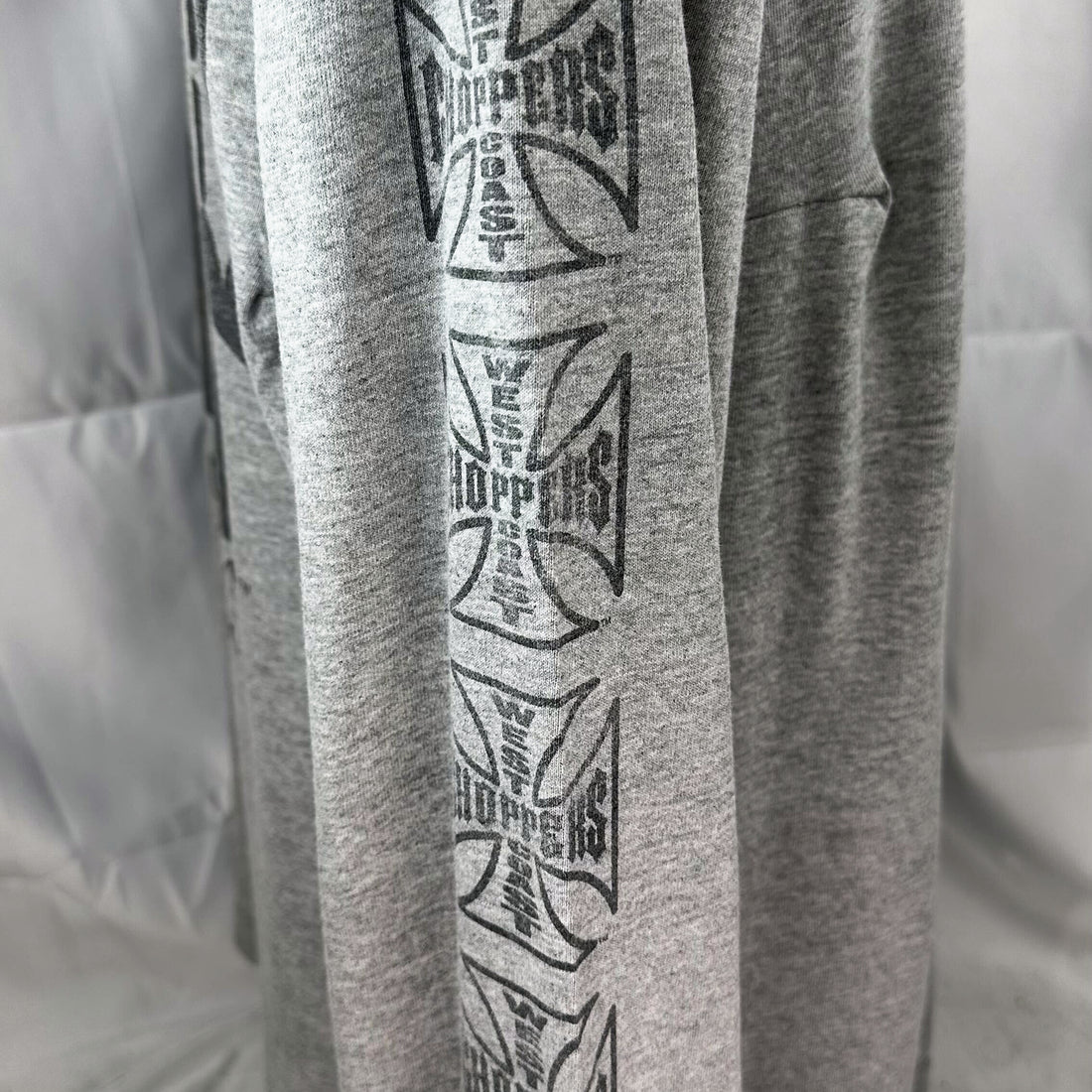 WEST COAST CHOPPERS IRON CROSS LONG BEACH CA LS L 袖のロゴ プリント