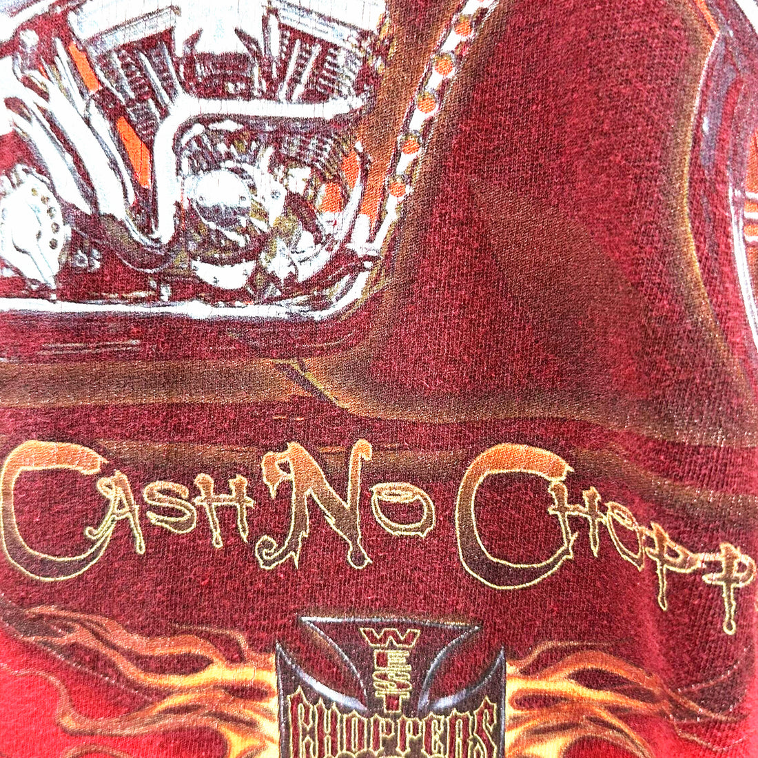 WEST COAST CHOPPERS NO CASH NO CHOPPER FLAME SKULL LAYERED LS XL NO CASH NO CHOPPER の文字